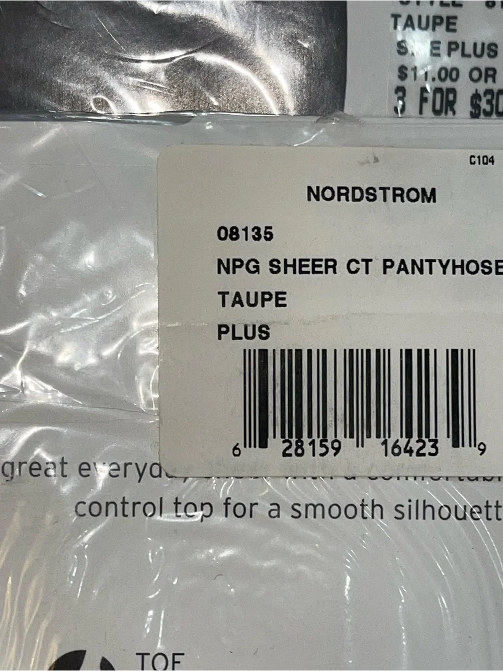 NEW 2 Pair Nordstrom Sheer Control Top Hosiery - Taupe Plus